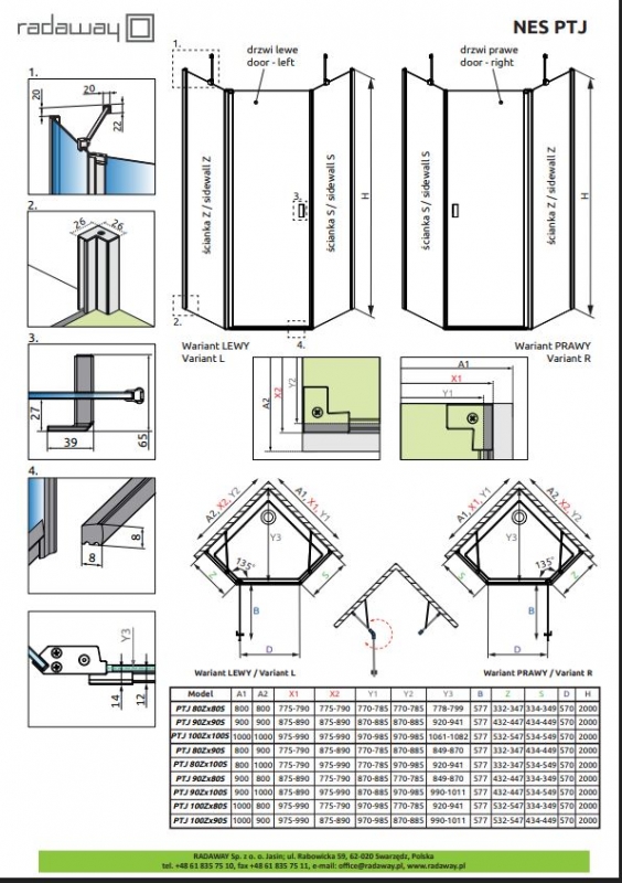  Душевой уголок 100*100 см Radaway Nes  PTJ, цвет брашированный никель