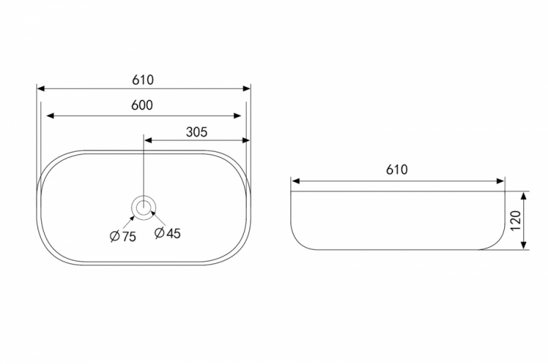 Раковина накладная ABBER Rechteck белая 61*37*12