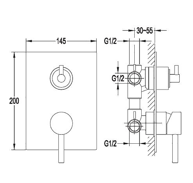 Смеситель  Omnires Y, встраиваемый на 3 выхода