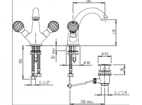 Смеситель для раковины Cezares ATLANTIS LS1