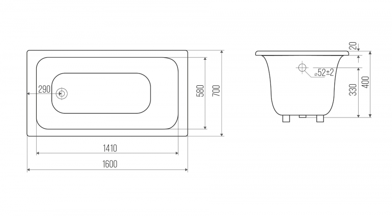 Чугунная ванна Goldman Classic 160*70
