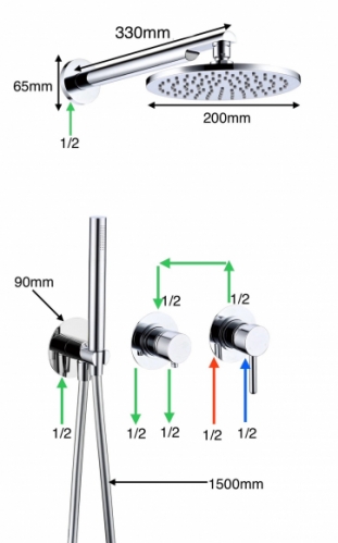 Душевой комплект Grocenberg Золото