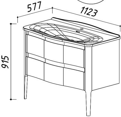Тумба  (белый матовый) с умывальником BELUX Анжело Н 110-02, 