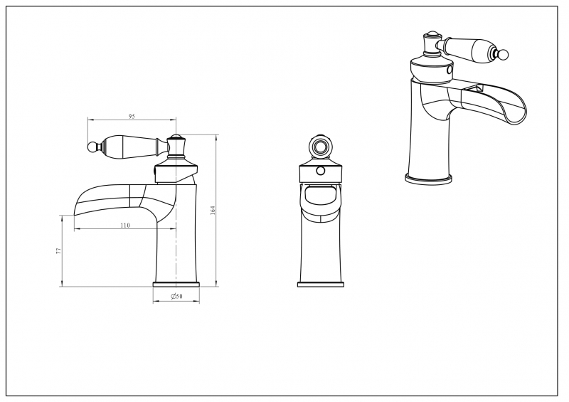 Смеситель для умывальника Boheme Vogue Crystal бронзовый