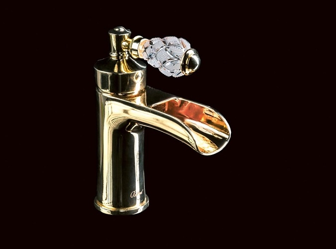 Смеситель для умывальника Boheme Vogue Crystal золотой