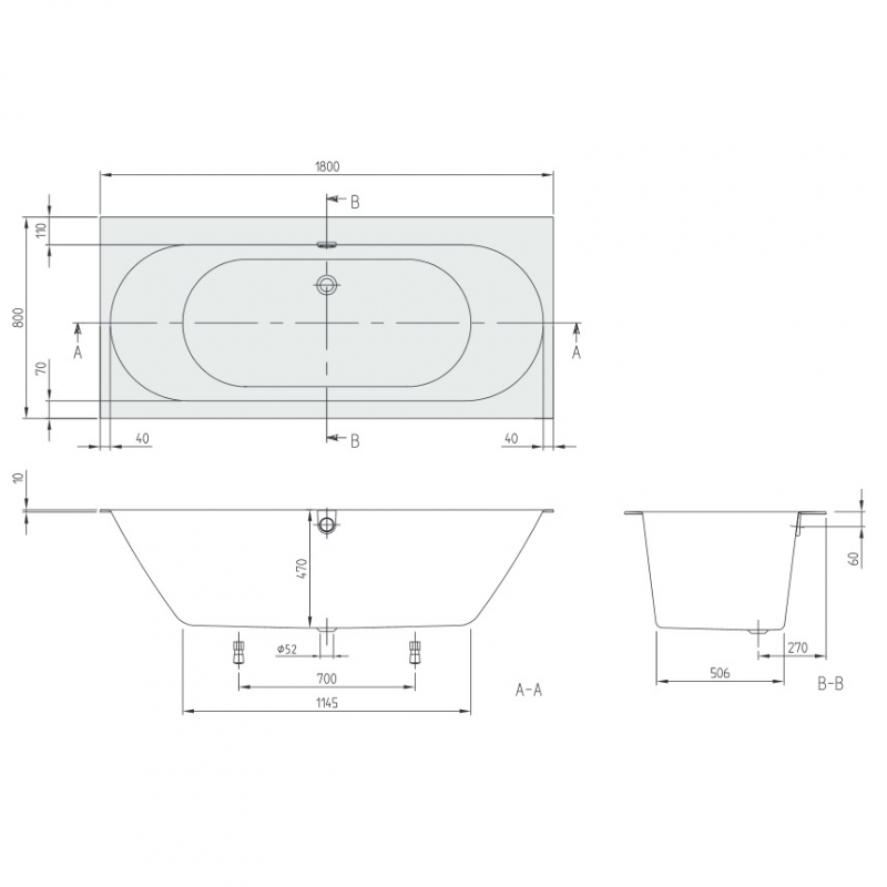 Квариловая ванна Villeroy&Boch Oberon 2.0