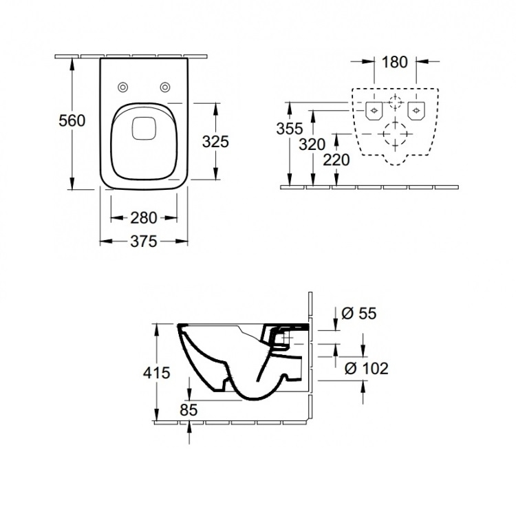Унитаз подвесной Villeroy&Boch Venticello Plus с сиденьем микролифт, 56x33 см
