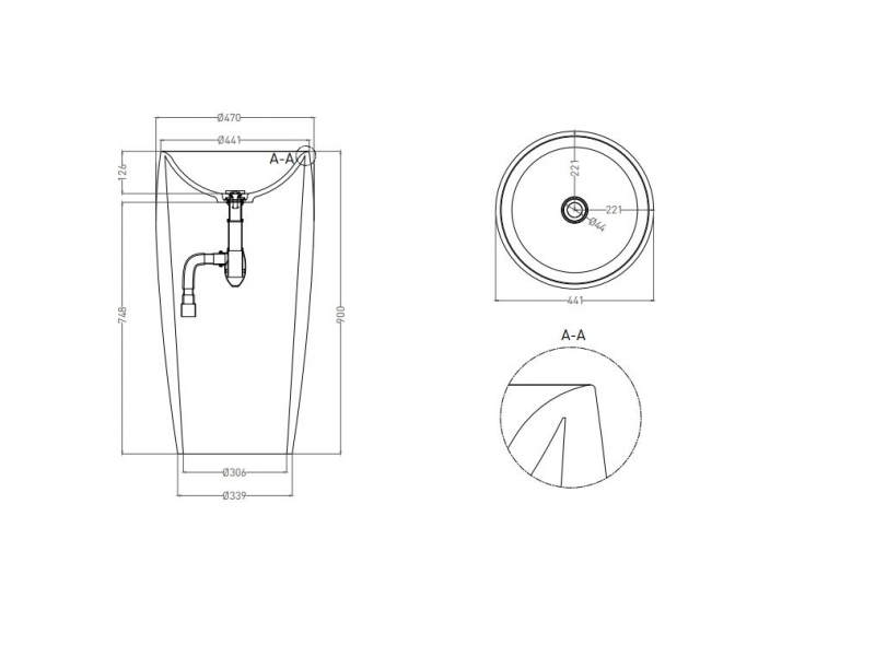 Раковина напольная Salini ALDA TOP (S-Sense, глянцевый) в цвете RAL