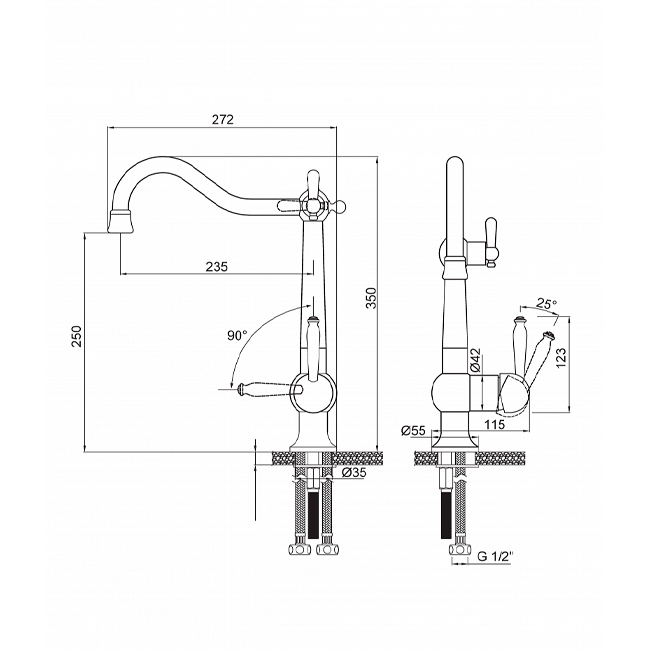 Смеситель PAULMARK RETRO ,бронза