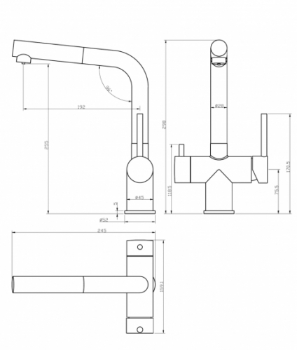 Смеситель для кухни под фильтр с выдвижным изливом GROCENBERG