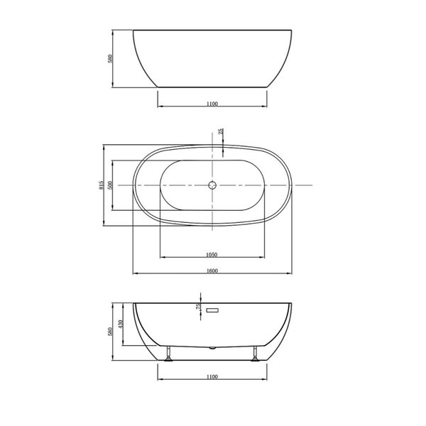 Ванна акриловая Vincea 160x81,5 белая