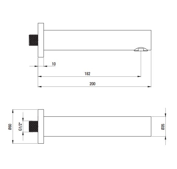 Смеситель скрытого монтажа Deante Temisto с изливом для ванны, бронза