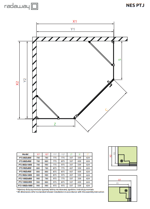 Душевой уголок Radaway Nes PTJ, H-200 см хром