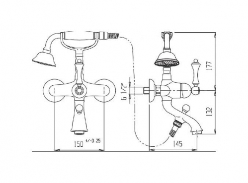 Смеситель на борт ванны Cezares MARGOT PBV