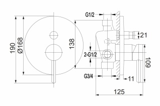 Душевая система Omnires Y скрытого монтажа, нержавеющая сталь