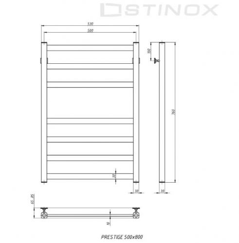 Полотенцесушитель водяной PRESTIGE 500x800 черный матовый