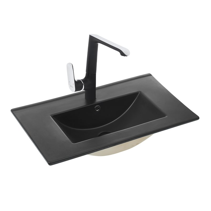 Умывальник встраиваемый Welt-Wasser DEILBACH 7506-60 MT-BL 61x39,5 черный матовый