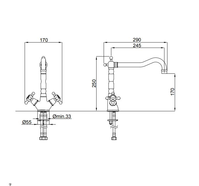 Смеситель для кухни бронза Migliore