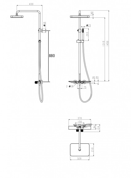 Душевая система с термостатом Grocenberg Хром