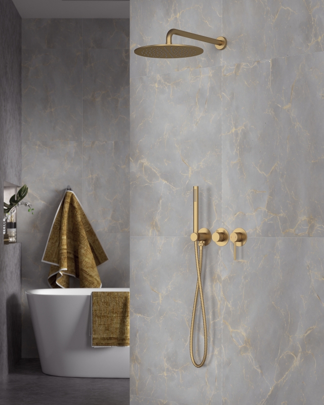 Душевая система скрытого монтажа Timo Saona золото брашированное