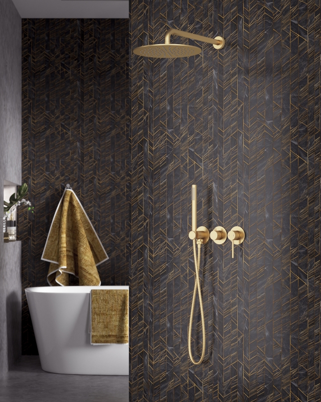 Душевая система скрытого монтажа Timo Saona золото брашированное