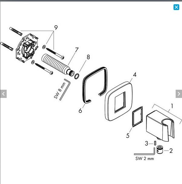 ВЫХОД НА РУЧНОЙ ДУШ HANSGROHE FIXFIT Q, С ДЕРЖАТЕЛЕМ