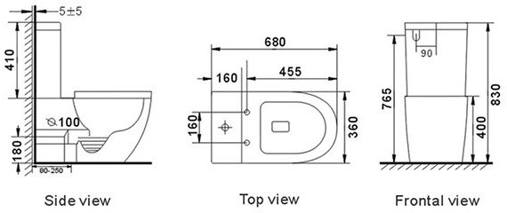 Напольный унитаз Roxen Antares  безободковый белый SoftClose 68x36