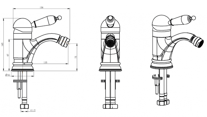 Смеситель для биде Boheme Tradizionale Chromo