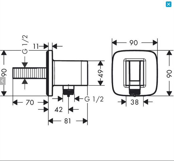 ВЫХОД НА РУЧНОЙ ДУШ HANSGROHE FIXFIT Q, С ДЕРЖАТЕЛЕМ