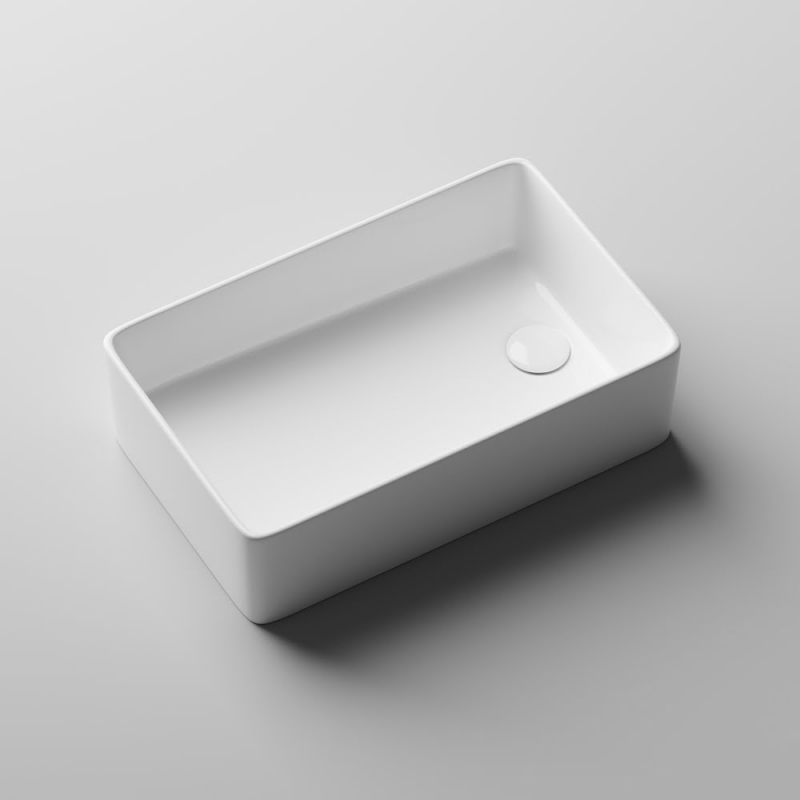 Раковина 48,5*30*13  Element CeramicaNova накладная со смещенным сливом прямоугольная