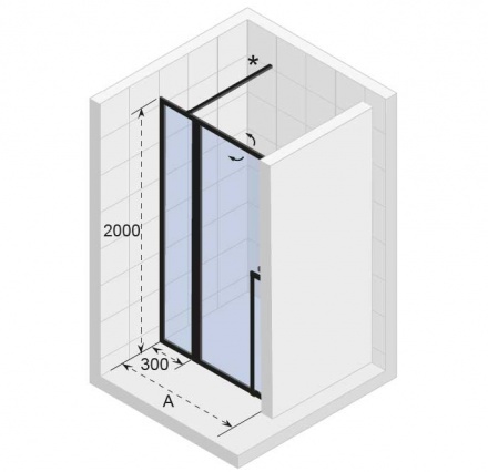 Дверь распашная Riho Lucid H200 см, стекло прозрачное, профиль белый матовый