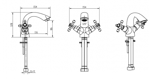 Смеситель для умывальника Boheme Tradizionale Chromo