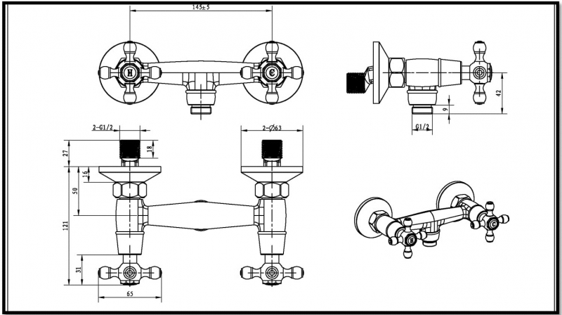 Смеситель для душа Boheme Satine золотой