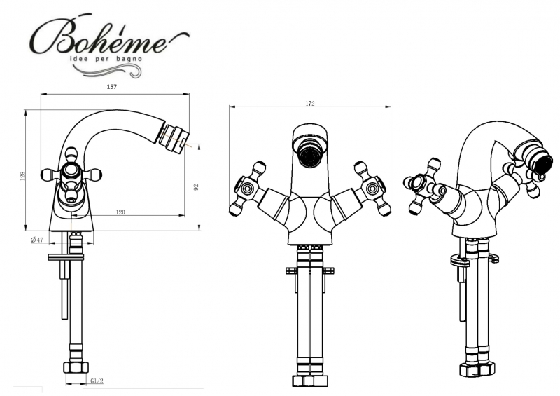Смеситель для биде Boheme Satine бронзовый