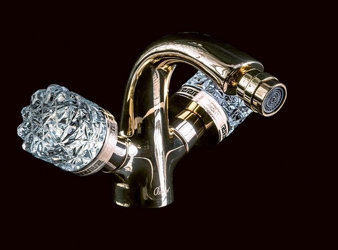 Смеситель для биде Boheme Crystal золотой