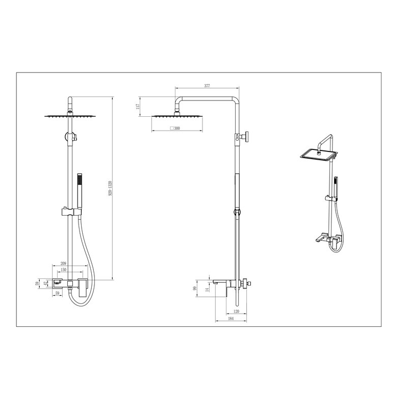 Душевая стойка Boheme Qubic Bronze, бронза
