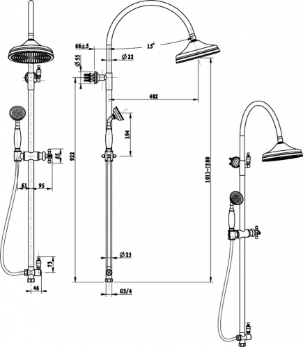Душевая стойка Boheme Brillante хром