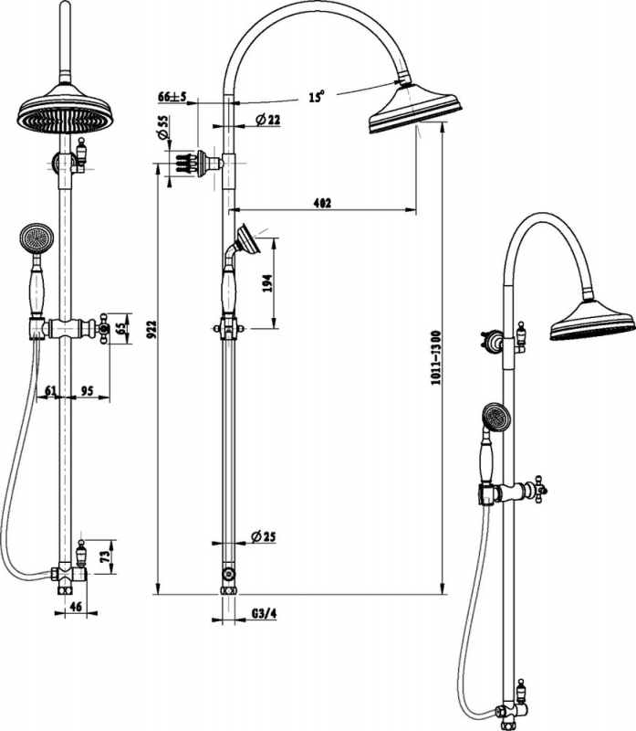 Душевая стойка Boheme Brillante хром