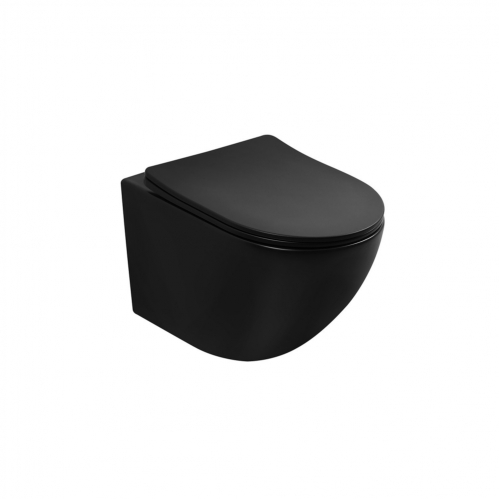 Унитаз ABBER Bequem  подвесной черный матовый, безободковый, смыв торнадо