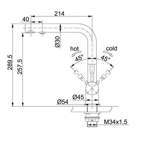 Смеситель для кухни Franke Atlas Clear Water с подключением фильтра питьевой воды, нержавеющая сталь