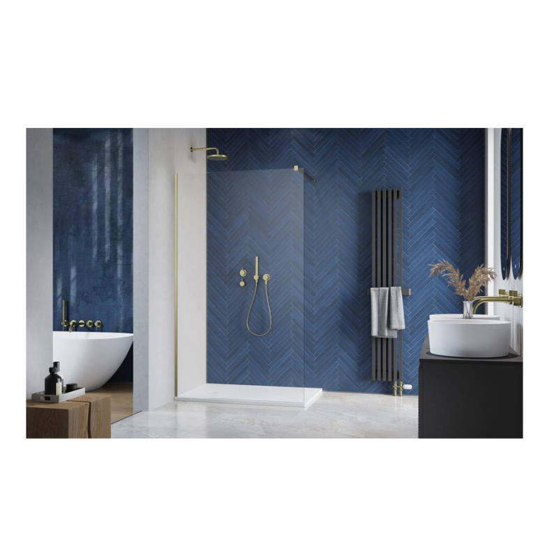 Душевое ограждение Radaway Walk-in Modo New II Brushed Gold прозрачное стекло / профиль брашированное золото