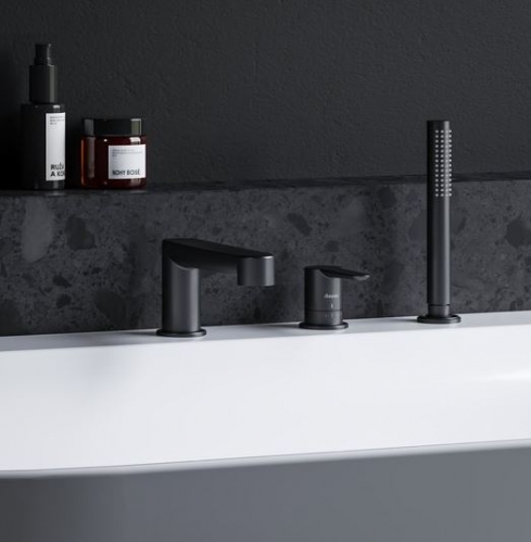 СМЕСИТЕЛЬ ВРЕЗНОЙ КАСКАДНЫЙ ДЛЯ ВАНН RAVAK PURI, ЧЕРНЫЙ