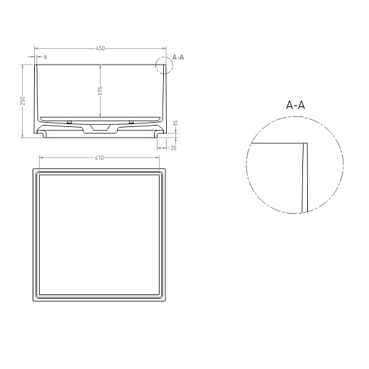 Раковина накладная Salini ARMONIA SQUARE 02 45*45 (S-Stone, матовый)
