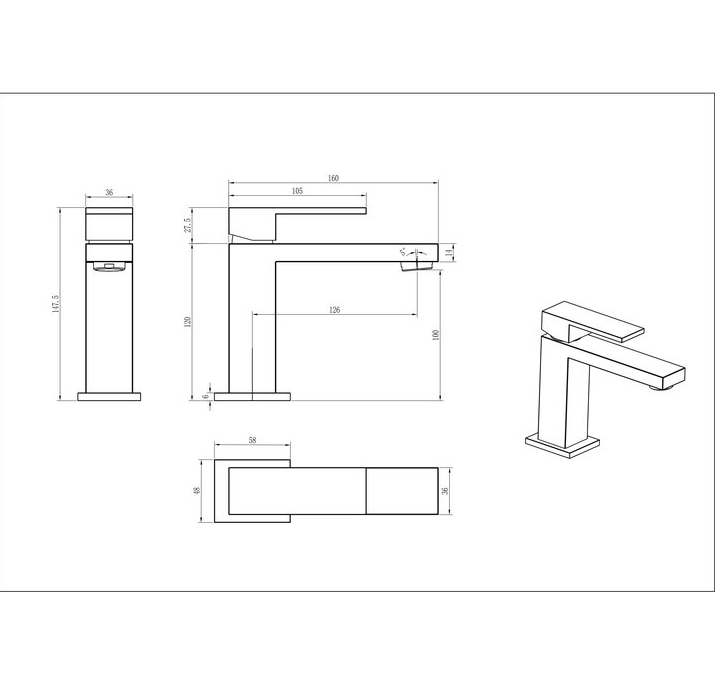 Boheme Qubic Matt White Смеситель для умывальника, матовый белый