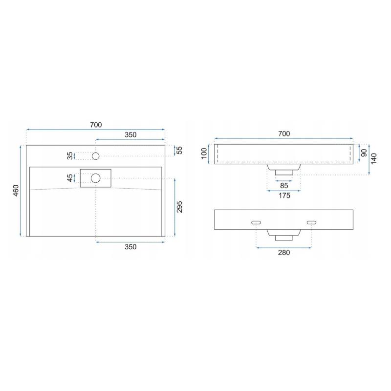 Умывальник Rea Goya 70 70x46 белый