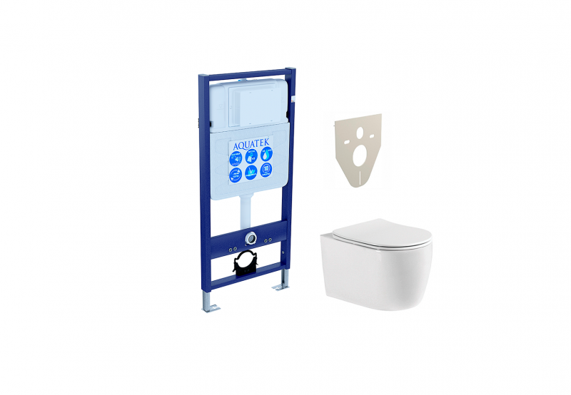 Комплект AQUATEK Европа: инсталляция, унитаз, панель смыва графит