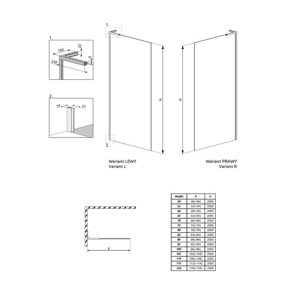 Душевой уголок Radaway Walk-in Modo SL II Brushed GunMetal 120 прозрачное стекло / профиль брашированная оружейная сталь