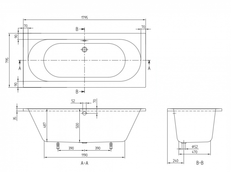 Ванна квариловая Villeroy&Boch O.Novo 180x80 см