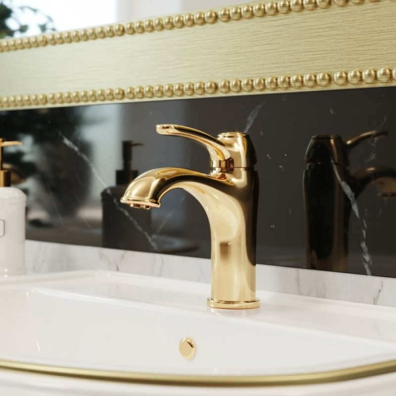 Смеситель для умывальника, Iddis Oldie золото