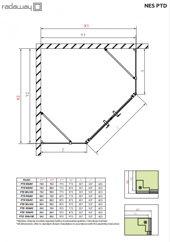 Душевой уголок Radaway Nes PTD, H-200 см
